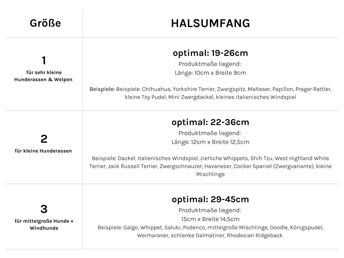 Size chart